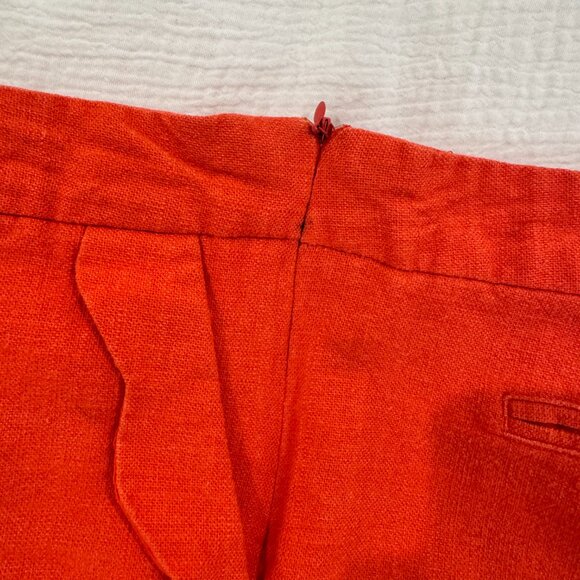 Cynthia Rowley Red Linen Blend Scalloped Hem Shorts Women’s Size 10 Lined, Side - Picture 11 of 15